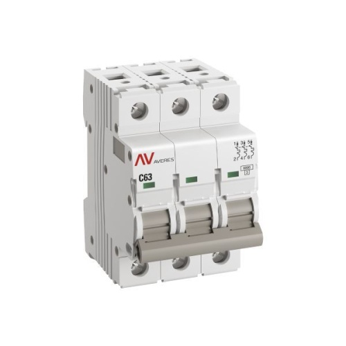 Выключатель автоматический модульный 3п C 63А 6кА AV-6 AVERES EKF mcb6-3-63C-av фото 4