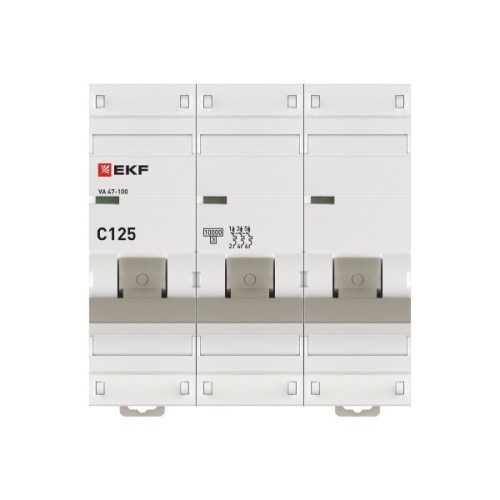 Выключатель автоматический модульный 3п C 125А 10кА ВА 47-100 PROxima EKF mcb47100-3-125C-pro фото 4