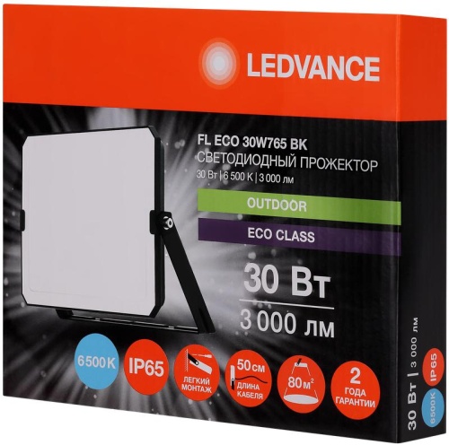 Прожектор светодиодный СДО FL ECO 30W 765 G4 уличный матов. стекло алюм. черн. LEDVANCE 4099854400094 фото 2