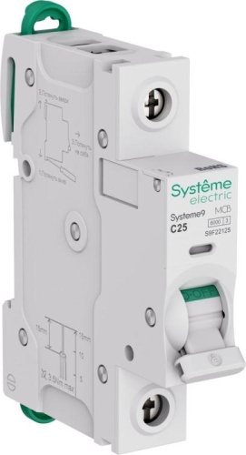 Выключатель автоматический 1п C 25А 6кА Systeme9 230В SE S9F22125
