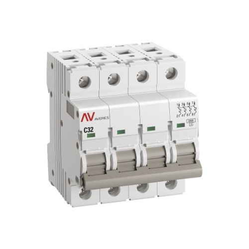 Выключатель автоматический модульный 4п C 32А 6кА AV-6 AVERES EKF mcb6-4-32C-av фото 2
