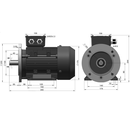 Эл.двигатель ESQ PR 90 L6 GST-Б1-S12-IE2 1.5/1000 IM 2081