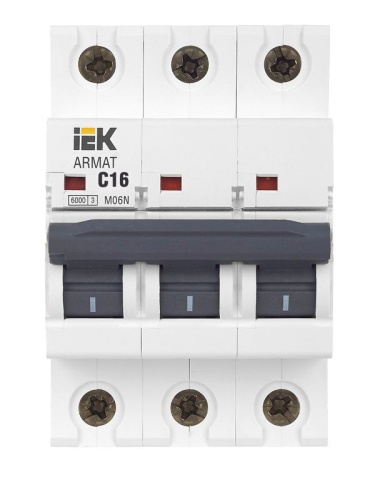 Выключатель автоматический модульный 3п C 16А M06N ARMAT IEK AR-M06N-3-C016 фото 3