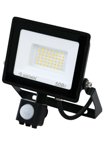 Прожектор светодиодный 50Вт 6500К IP65 4000лм с датчиком Super-Slim КОСМОС K_PR5_LED_50S
