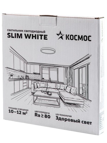 Светильник светодиодный SLIM WHITE 24Вт 6500К IP40 1660лм 230В 230х25мм КОСМОС KSlim24w_W6500K фото 3
