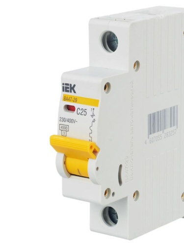 Выключатель автоматический модульный 1п C 25А 4.5кА ВА47-29 KARAT IEK MVA20-1-025-C фото 3