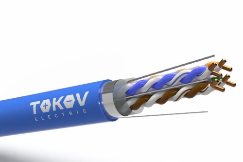 Кабель витая пара F/UTP 4х2х23AWG(0.57мм) кат.6 нг(А)-HF (LSZH) indoor Fluked tested 305м (м) PRO TOKOV ELECTRIC TKP-C08-F/UTP-42-6-305-LSZH