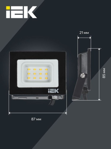 Прожектор светодиодный СДО 06-10 6500К IP65 черн. IEK LPDO601-10-65-K02 фото 6