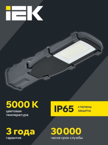 Светильник светодиодный ДКУ 1002-30Д 5000К IP65 уличный консольный сер. IEK LDKU0-1002-030-5000-K03 фото 2