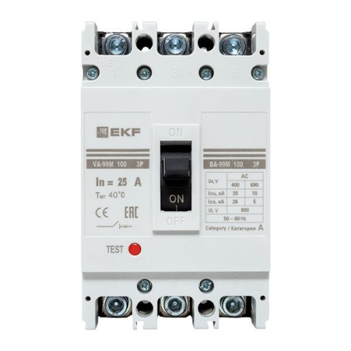 Выключатель автоматический 3п 100/25А 35кА ВА-99М PROxima EKF mccb99-100-25m фото 4