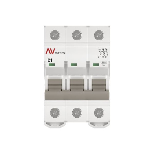 Выключатель автоматический модульный 3п C 1А 6кА AV-6 AVERES EKF mcb6-3-01C-av фото 3