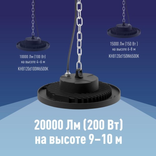 Светильник светодиодный UFO HIgh Bay 200Вт 6500К 174-265В для высоких пролетов КОСМОС KHB120d200W6500K фото 6