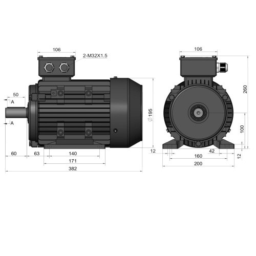 Эл.двигатель ESQ PR 100 L4 GST-Б1-S12-IE2 4/1500 IM 1081