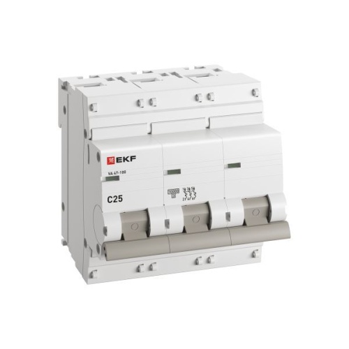 Выключатель автоматический модульный 3п C 25А 10кА ВА 47-100 PROxima EKF mcb47100-3-25C-pro фото 2