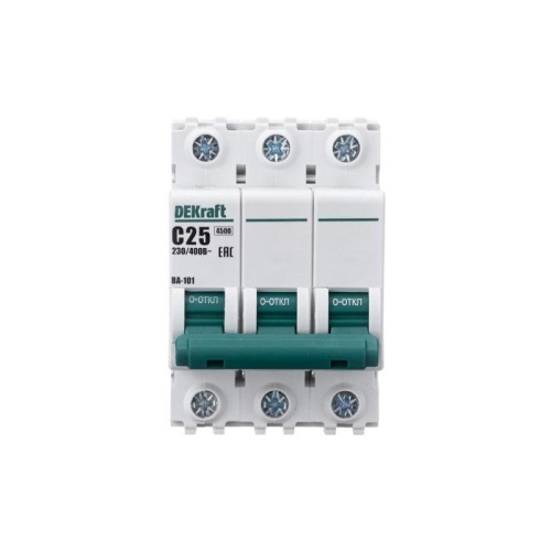 Выключатель автоматический модульный 3п C 25А 4.5кА ВА-101 DEKraft 11080DEK фото 2