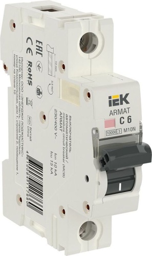 Выключатель автоматический модульный 1п C 6А M10N ARMAT IEK AR-M10N-1-C006 фото 3