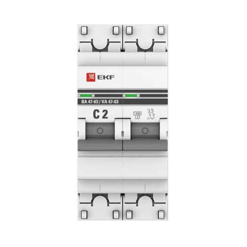 Выключатель автоматический модульный 2п C 2А 4.5кА ВА 47-63 PROxima EKF mcb4763-2-02C-pro фото 3