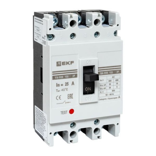Выключатель автоматический 3п 100/25А 35кА ВА-99М PROxima EKF mccb99-100-25m фото 3