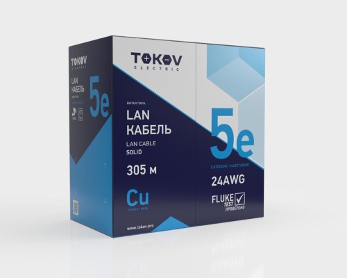 Кабель витая пара F/UTP 4х2х24AWG(0.48мм) кат.5E PVC indoor Fluke tested 305м (м) TOKOV ELECTRIC TKE-C06-F/UTP-42-5E-305 фото 2