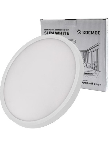 Светильник светодиодный SLIM WHITE 38Вт 4500К IP40 2650лм 230В 400х25мм КОСМОС KSlim38w_W4500K