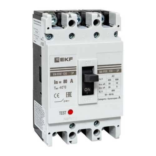 Выключатель автоматический 3п 100/80А 35кА ВА-99М PROxima EKF mccb99-100-80m